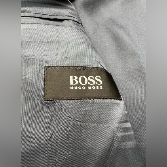 Hugo Boss Germany cashmere wool blend three button blazer jacket blue checkered - Picture 4 of 9
